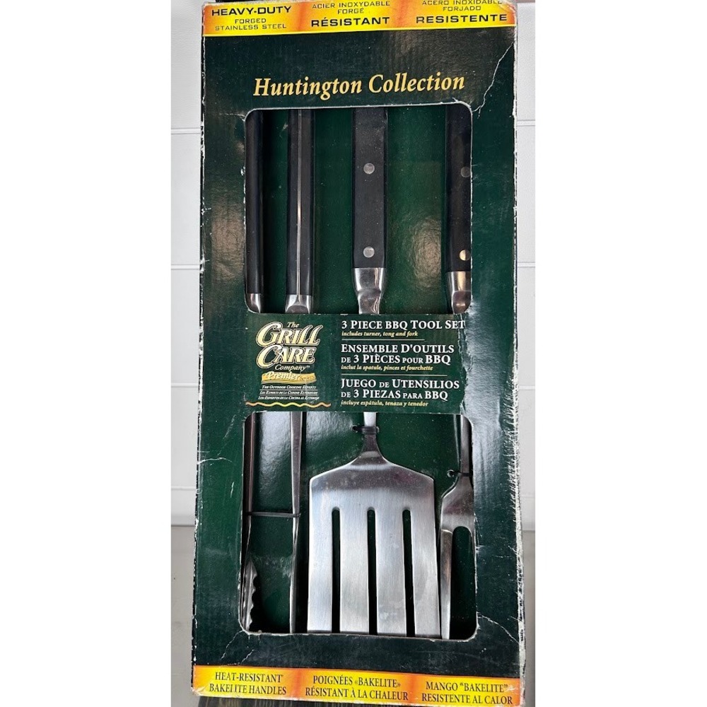 Huntington‎ Collection 3-Piece BBQ Tool Set Turner Tong and Fork Heavy Duty